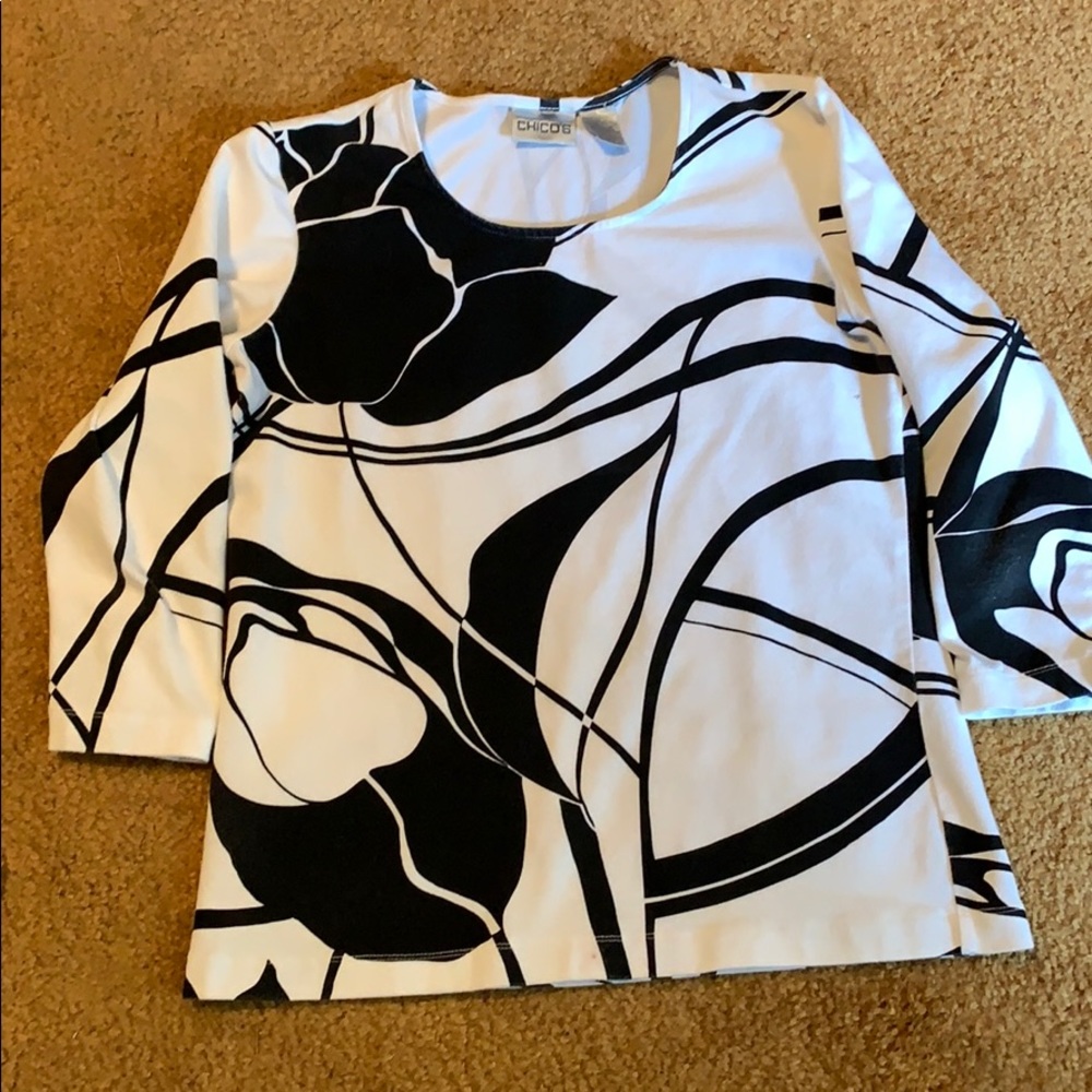 Chico’s stretch floral geometric print top size 0